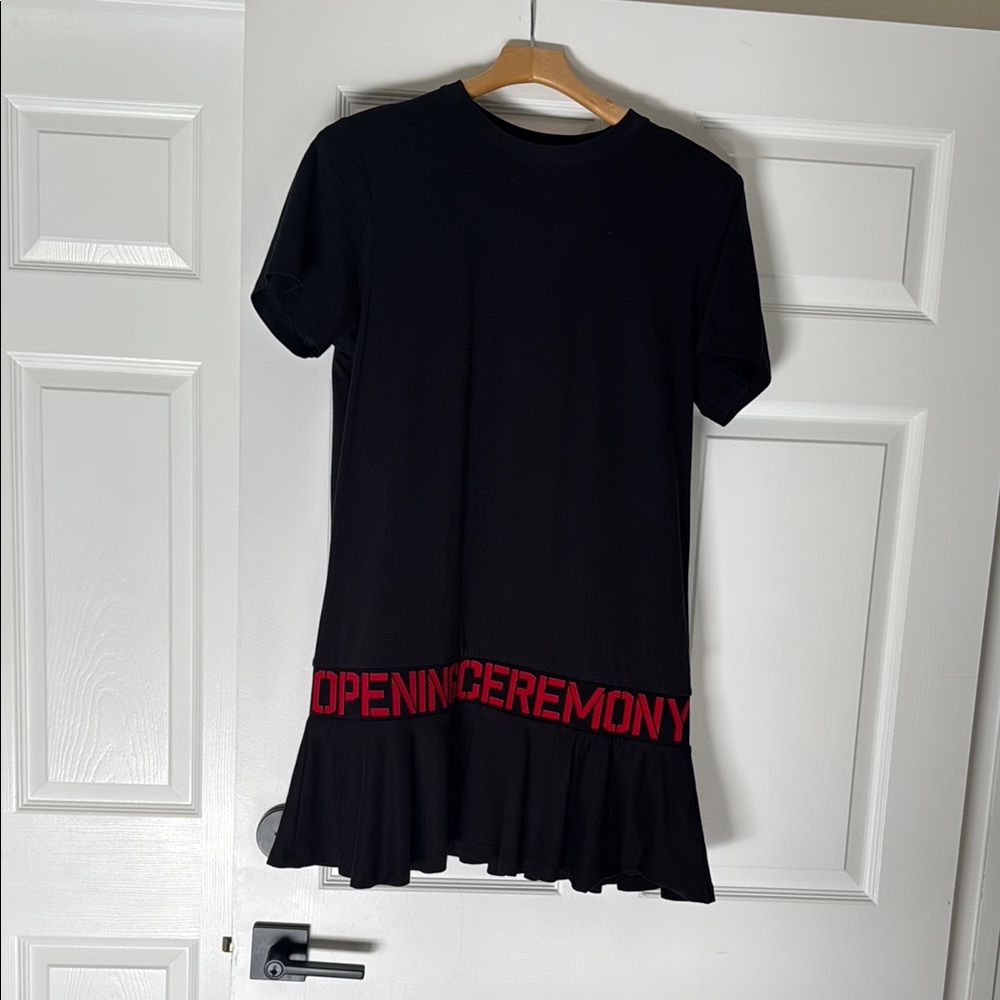 Opening Ceremony Black T Shirt Dress with Red Accents